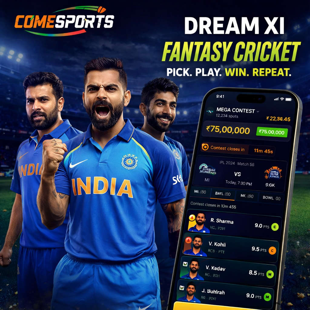 Crown 11 fantasy cricket and India team visual